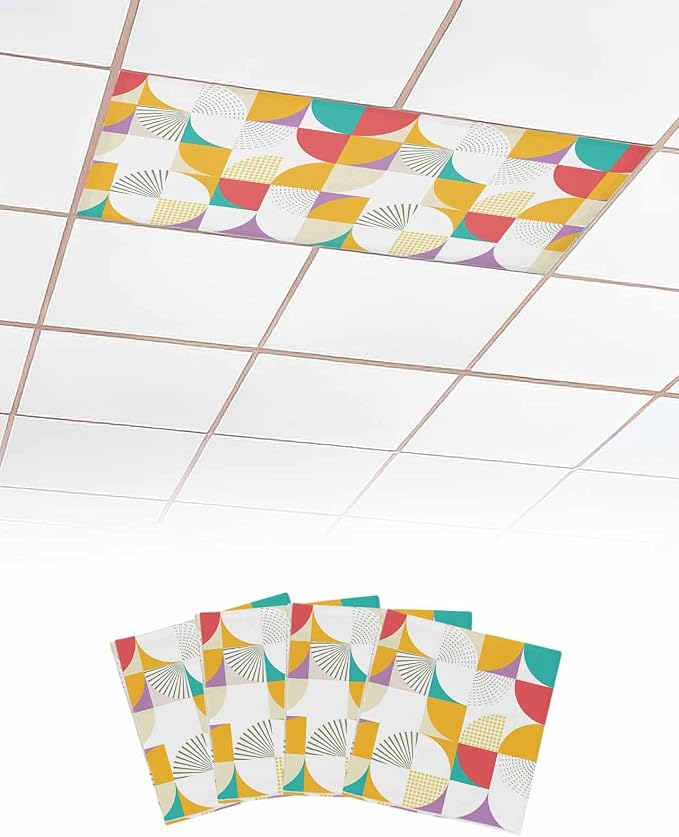 4 Pack Yellow Red Circular Fluorescent Light Covers by Unknown