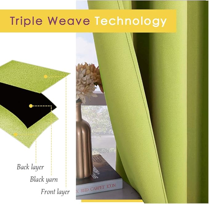 NICETOWN Blackout Curtains Window Panels, Window Treatment Thermal Insulated Solid Grommet Blackout Draperies/Drapes for Bedroom (Fresh Green, Set of 2, 42 by 54 Long)