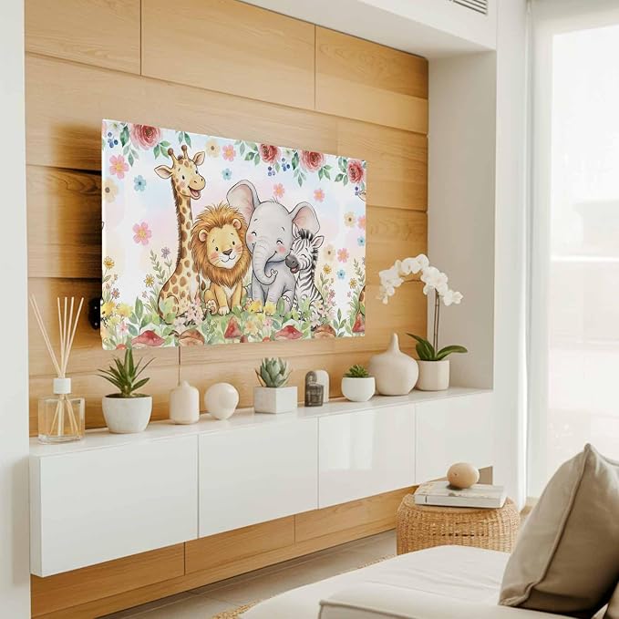 Children's Day Lions Elephants Indoor TV Cover, Elastic TV Screen Protector Red - Image 2