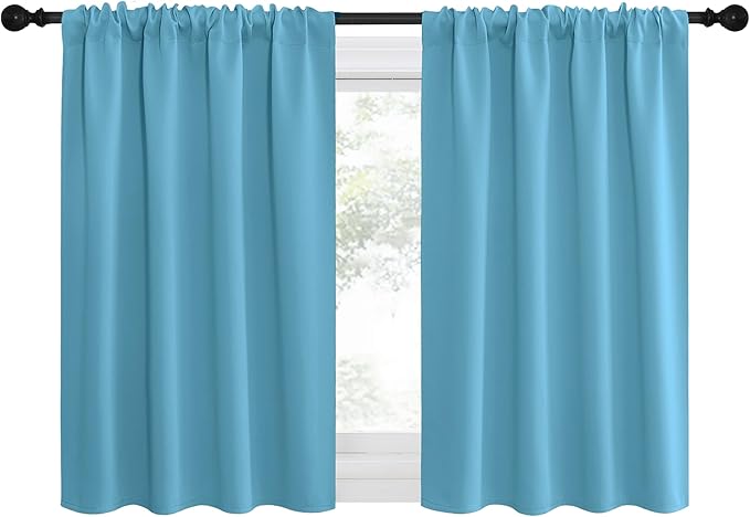 NICETOWN RV Blackout Curtains for Camper Windows, Teal Blue, 29" Wide by 40" Long, 2 PCs, Short Blackout Curtains & Drapes, Thermal Insulated Blackout Curtain Panels for Kids Room, Play Room