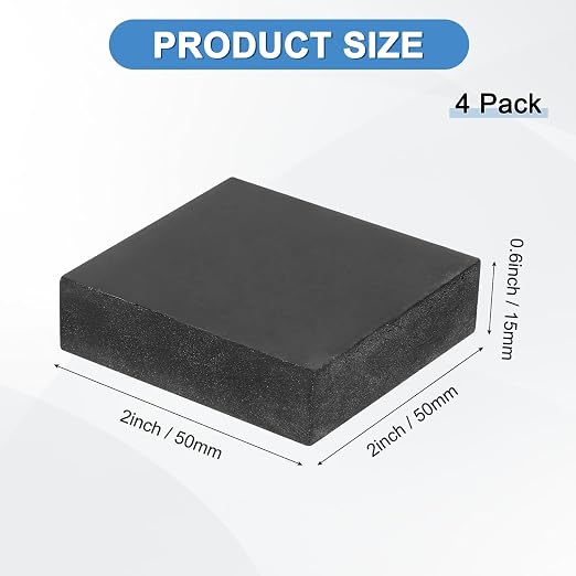 M METERXITY 4-Pack Rubber Anti Vibration Pads 2" Non-Slip Square Vibration - Image 3