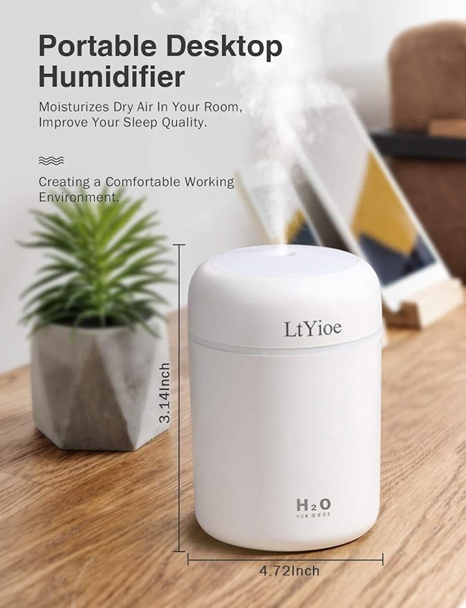 LtYioe Colorful Cool Mini Humidifier, USB Personal Desktop Humidifier - Image 2