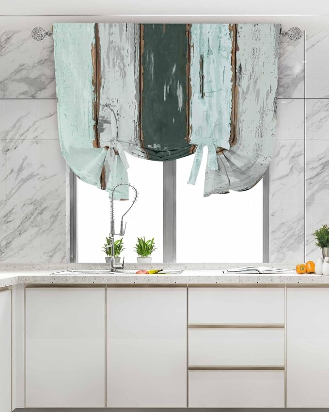 Tie Up Curtains for Windows, Vintage Wooden Retro Art Farmhouse Barns Thermal - Image 4