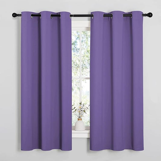 NICETOWN Room Darkening Curtains for Kitchen, Lilac Purple, Set of 2, 42 inches Wide by 50 inches Long, Window Treatment Thermal Insulated Solid Grommet Room Darkening Curtains/Drapes for Bedroom