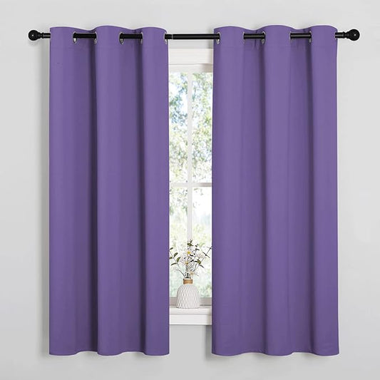 NICETOWN Bedroom Curtain Panels Blackout Draperies, Thermal Insulated Solid Grommet Blackout Curtains/Drapes (Lilac Purple, 1 Pair, 29 by 40-inch)