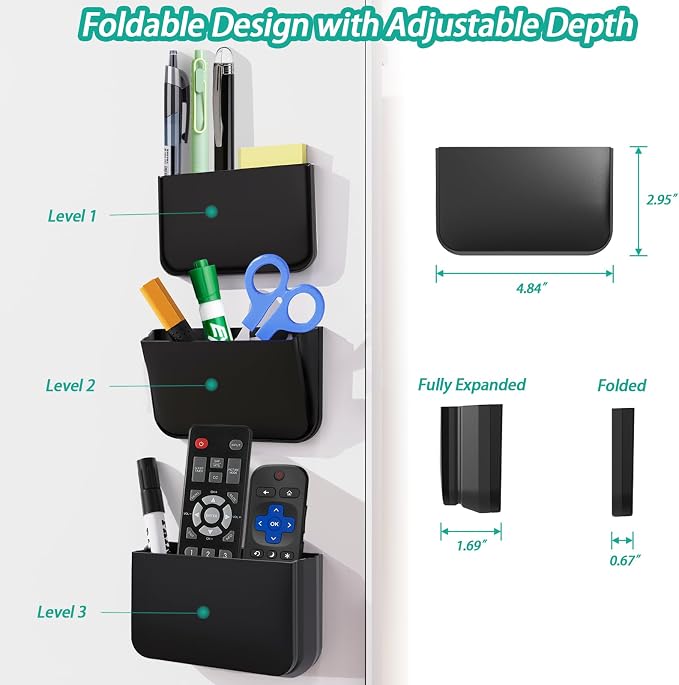 Freewindo Magnetic Remote Control Holder Wall Mount, 2 Pack TV Remote Holder - Image 3