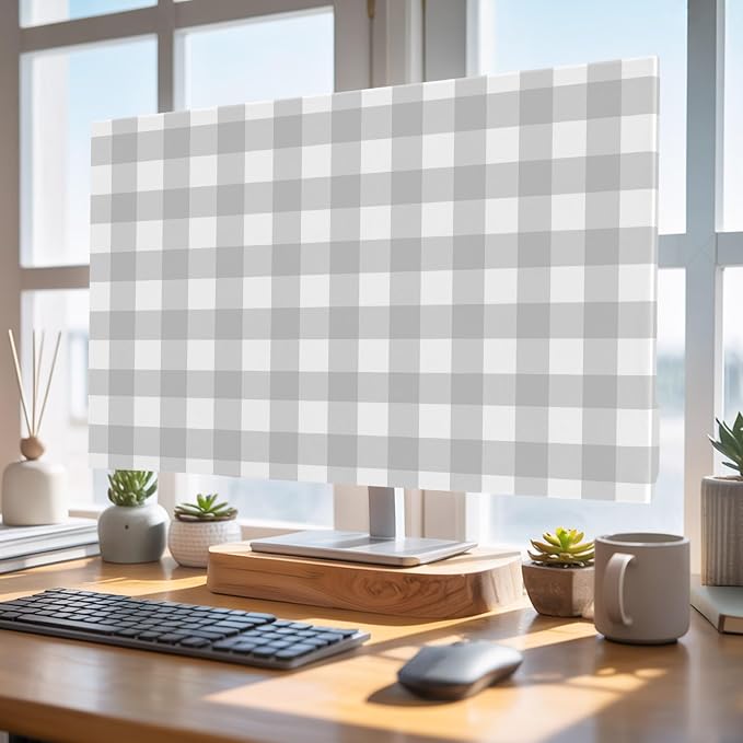 Farm Minimalist Gray Checker Indoor TV Cover, Elastic TV Screen Protector - Image 5