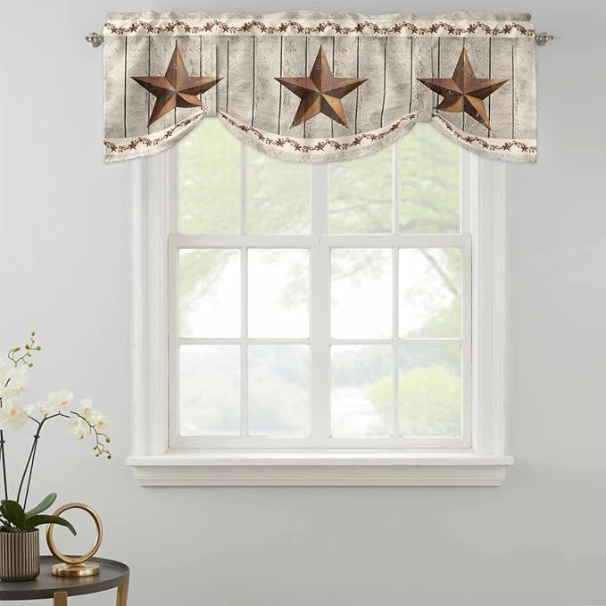 Western Texas Star Retro Tie Up Valance Curtains - Image 2