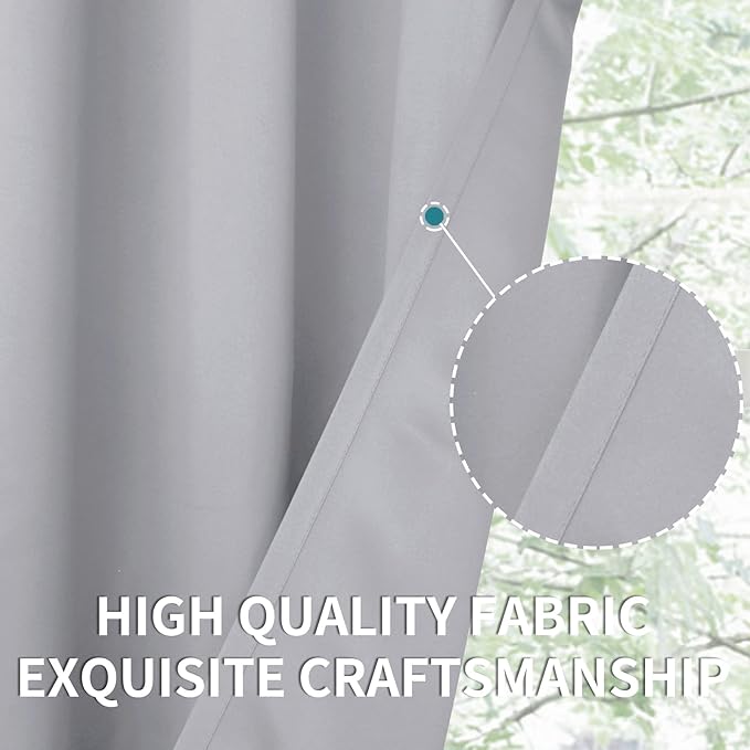 BGment Room Darkening Curtains 63 Inches Long - Grommet Thermal Insulated Drapes Window Treatment Curtains for Bedroom, 2 Panels, 52 x 63 Inch, Light Grey