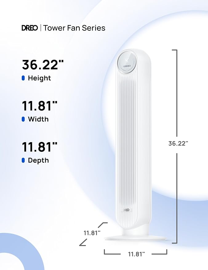 DREO Tower Fan for Bedroom, 2026 Upgraded DC Motor, 28ft/s High Velocity - Image 8