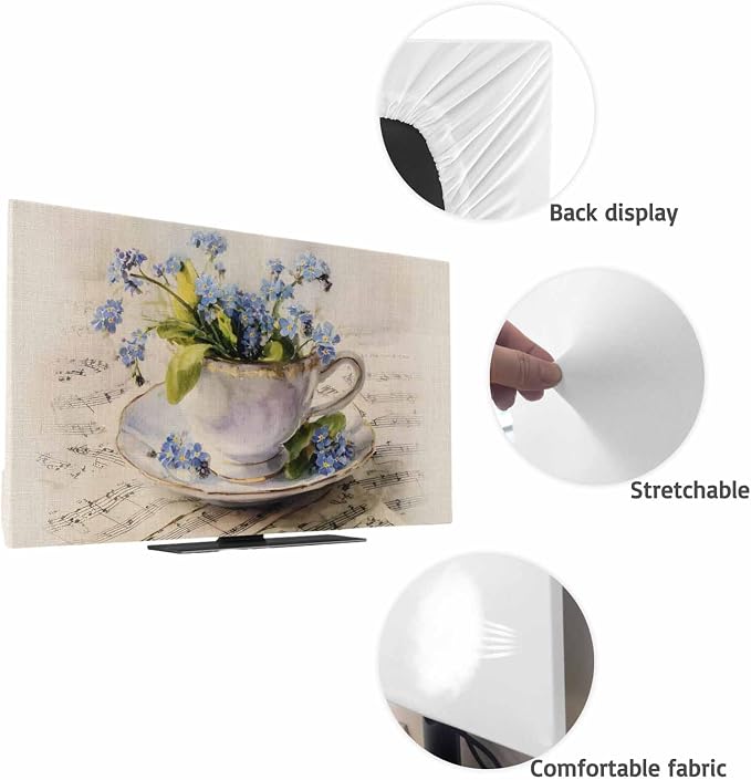 Spring Flowers Tea Cup Musical Score Indoor TV Cover, Elastic TV Screen - Image 7