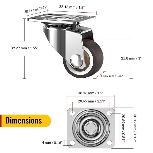 HOLKIE 1 inch Small Caster Wheels - Image 2