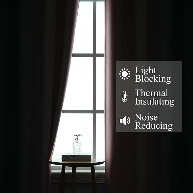 Pink and Grey Blackout Curtains 45 inches Long,Ombre Full Room Darkening Window Curtains for Living Room,Grommet Thermal Insulated Drapes,Light Blocking Curtains for Girls Bedroom,52x45 Inch, 2 Panels