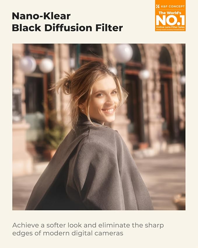 K&F CONCEPT 52mm Black Diffusion 1/2 Filter Mist Cinematic Effect Filter - Image 2
