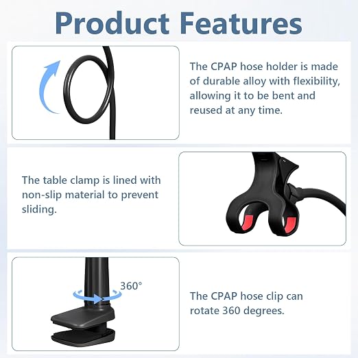 QCWN CPAP Hose Holder for Bed Flexible CPAP Tube Holder Stand - Image 4