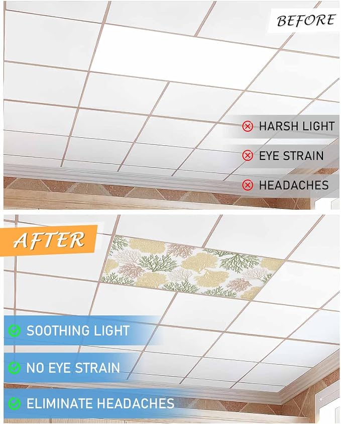 Fluorescent Light Covers for Ceiling Lights Nautical Coastal Ocean Coral - Image 6