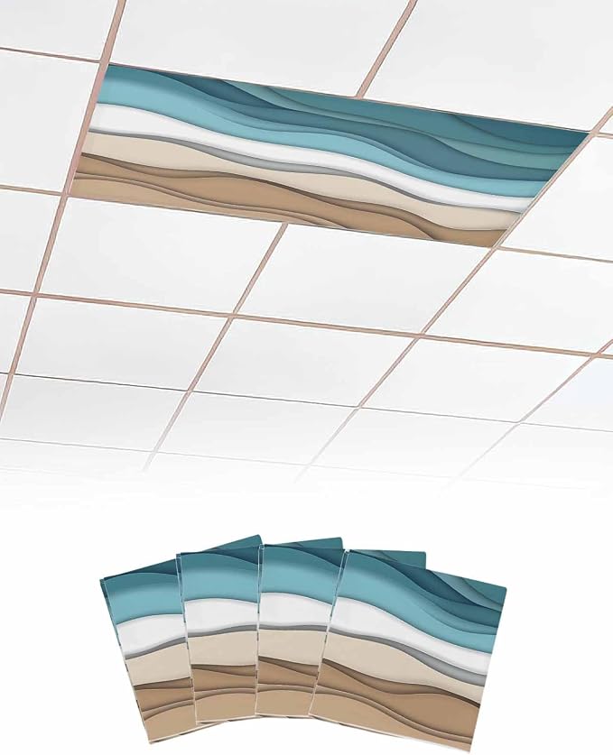 4 Pack Turquoise Ombre Fluorescent Light Covers Teal Turquoise Brown Gradient by Unknown