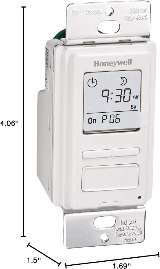 Honeywell RPLS540A ECONOSwitch Programmable Timer Switch, 1.5"D x 1.69"W x - Image 6