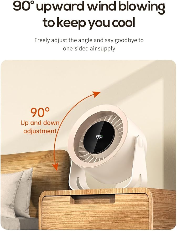LED screen rechargeable desk fan, silent desktop air purifier - Image 5