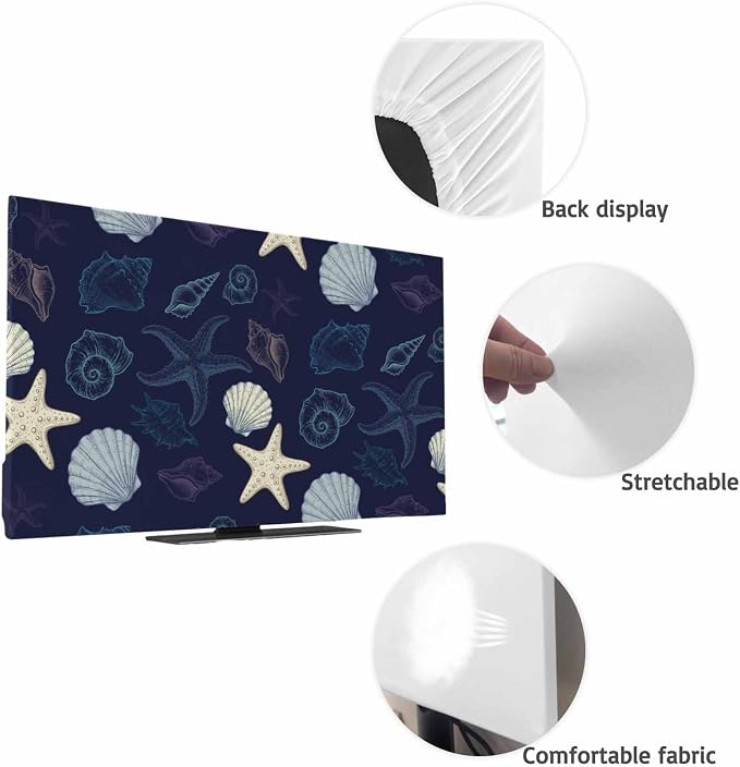 Marine Shell Starfish Conch Indoor TV Cover, Elastic TV Screen Protector - Image 7