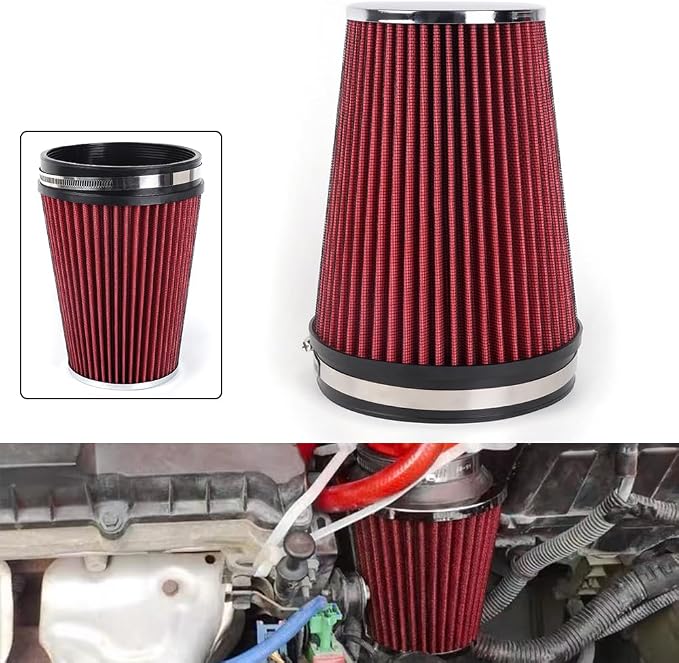 6" Inlet Cold Air Intake Filter Cone Replacement Performance Washable Clamp-On - Image 7