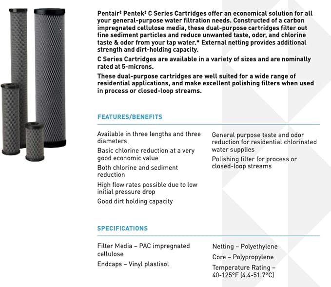 Pentek - 155022-43 C2 Water Filter Cartridge 4.875" x 2.5", 5 Micron - Image 4
