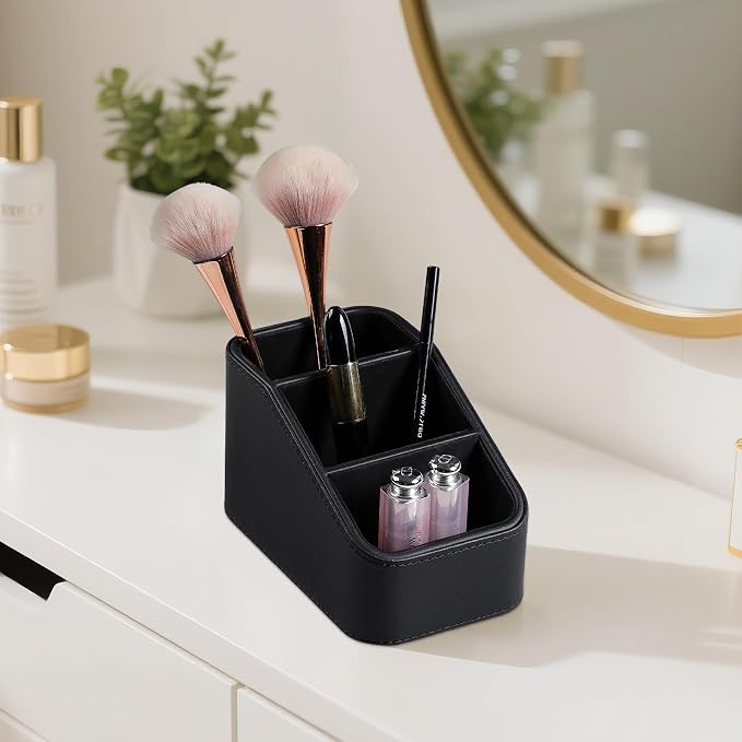 PU Leather Remote Control Holder, Small Desk Organizer Office Supply Bedside - Image 9