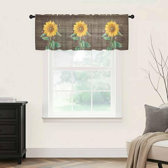 Summer Sunflower Sheer Valance Curtains - Image 5
