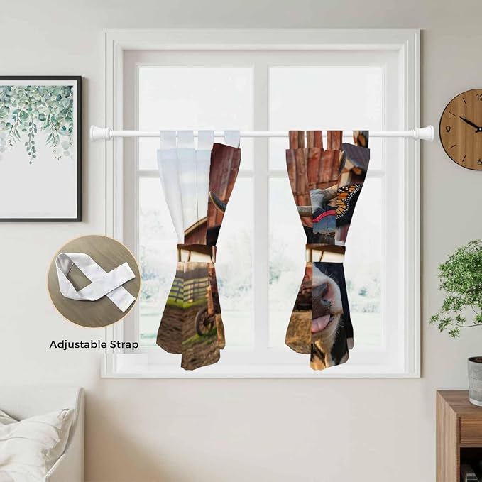 Farm Cows Bedroom Curtains 63 Inch Length, Window Curtains Tab Top, Farmhouse - Image 5