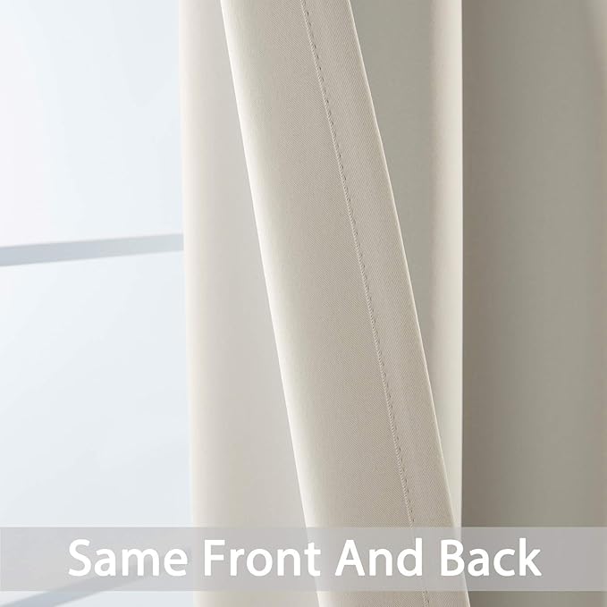 Yakamok Blackout Curtains Room Darkening Thermal Insulated Grommet top Window Curtains for Living Room, 52 x 54 Inch, Light Beige, 2 Panels