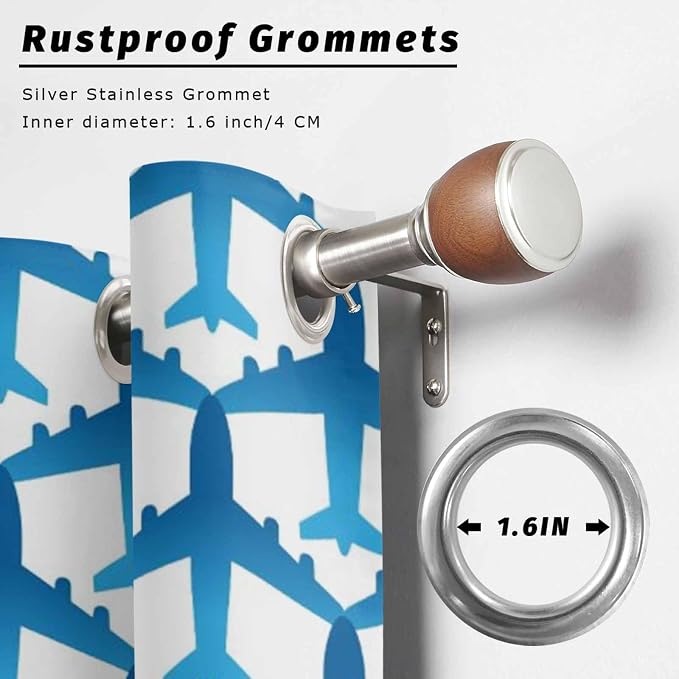 Blue Aircraft Waterproof Outdoor Curtains - Image 6