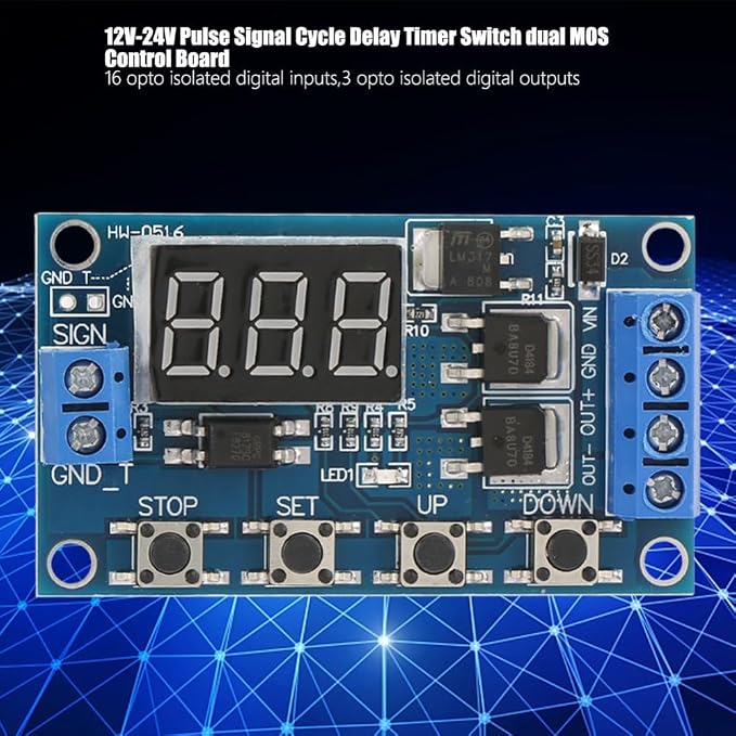 12V-24V Pulse Signal Timer Switch Dual MOS Control Board - Image 3