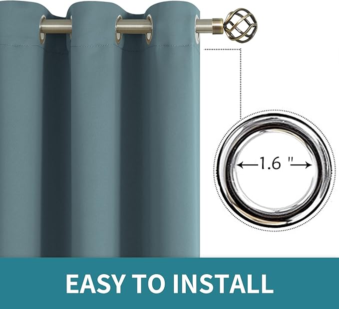 BGment Room Darkening Curtains 84 Inches Long - Grommet Thermal Insulated Drapes Window Treatment Curtains for Bedroom, 2 Panels, 42 x 84 Inch, Stone Blue