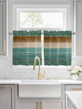 Vintage Plank Turquoise Brown Window Valance Curtains, Farmhouse Wood Grain by IDOWMAT