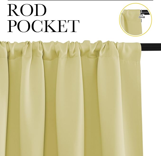 NICETOWN Living Room Curtains, Blackout Draperies, Paler Yellow, 1 Pair, 70 x 84-inch, Home Decorations Thermal Insulated Solid Rod Pocket Blackout Drapes for Cafe