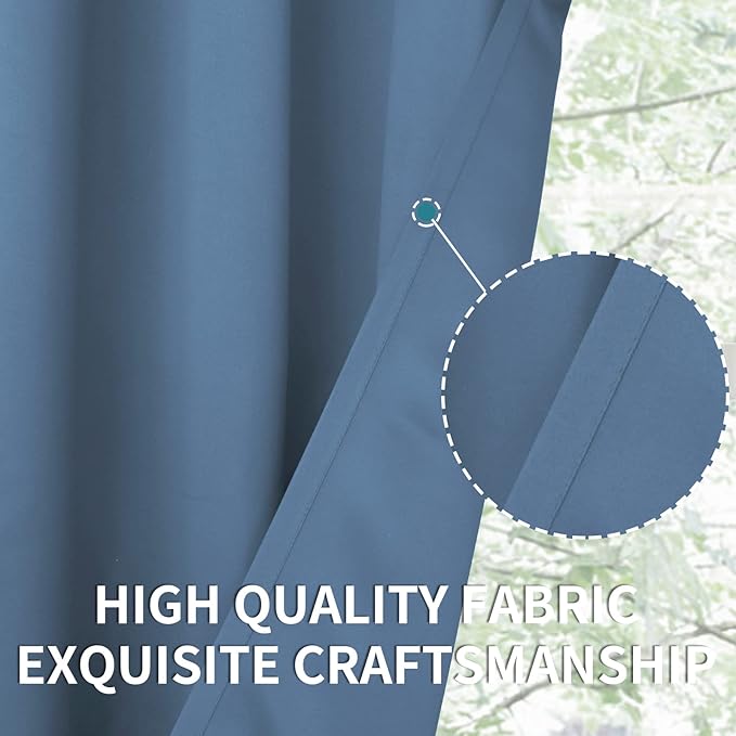 BGment Blackout Curtains for Bedroom - Grommet Thermal Insulated Room Darkening Curtains for Living Room, Set of 2 Panels (38 x 45 Inch, Faded Denim)