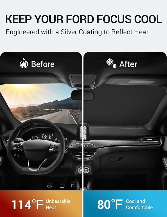 Proadsy 2026 Upgrade Front Windshield Sun Shade Foldable Sunshade Protector - Image 3