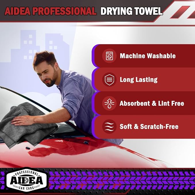 AIDEA Microfiber Towels for Cars-4PK, Large Professional Car Drying Towel - Image 4
