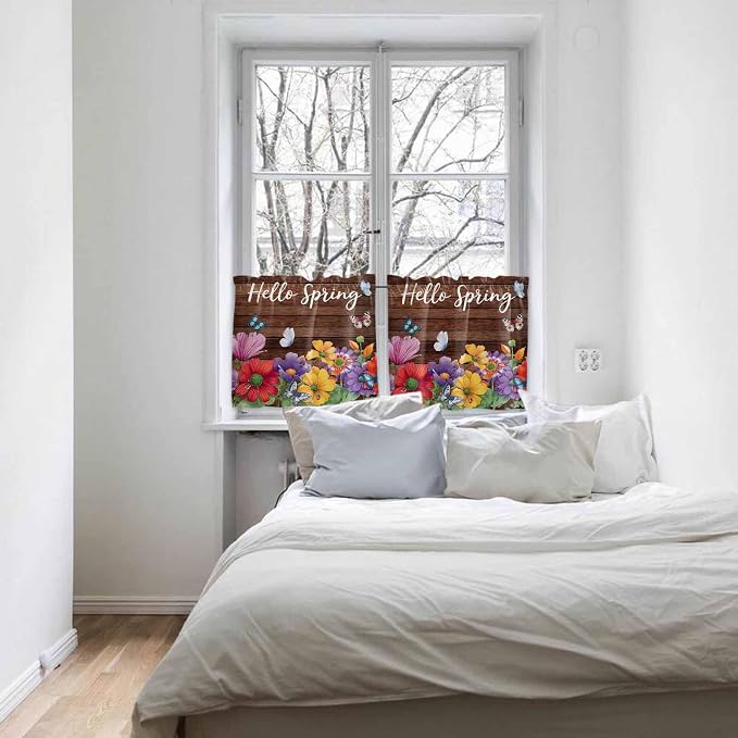 Spring Flowers Half Window Curtains 24 Inches Long, Watercolor Farmhouse - Image 5