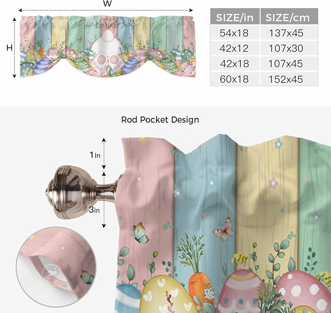 Easter Tie Up Valance Curtains for Windows, Kitchen Curtains Window Shades - Image 6
