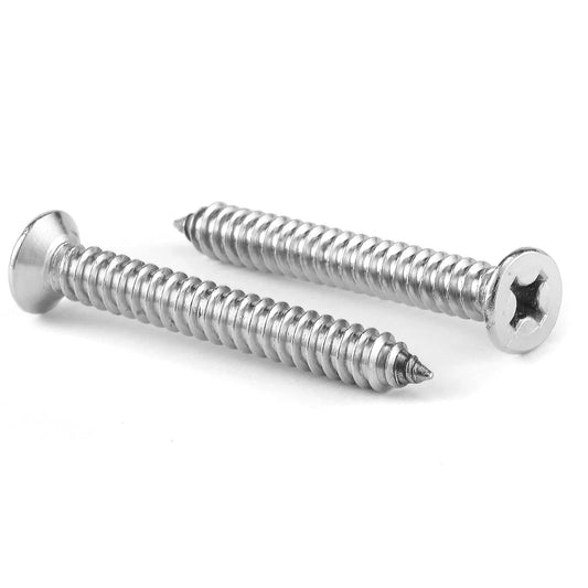#10 x 1-1/2" Wood Screw 100Pcs 18-8 (304) Stainless Steel Screws Flat Head Phillips Fast Self Tapping Drywall Screws by SG TZH