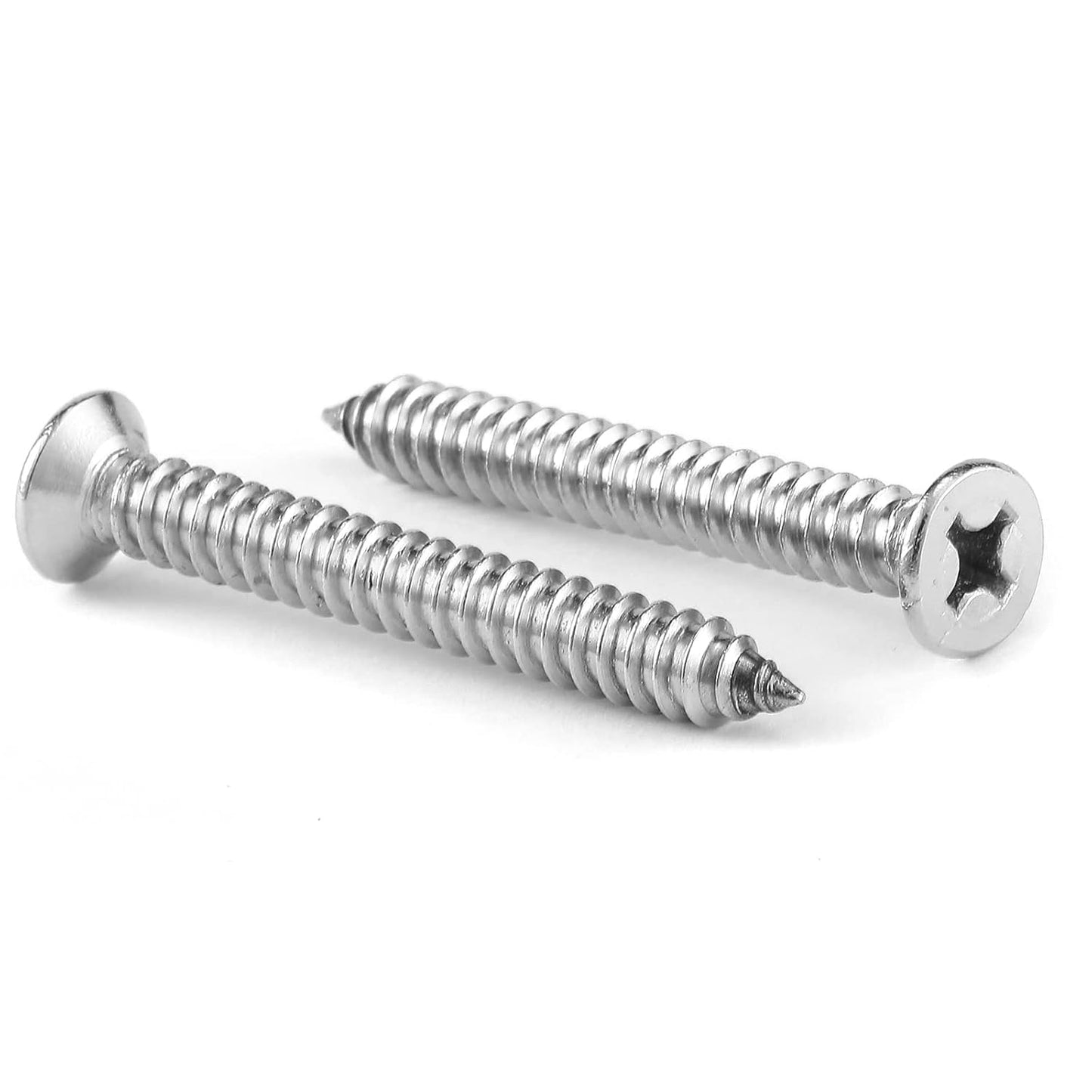 #8 x 1-1/2" Wood Screw 100Pcs 18-8 (304) Stainless Steel Screws Flat Head Phillips Fast Self Tapping Drywall Screws by SG TZH