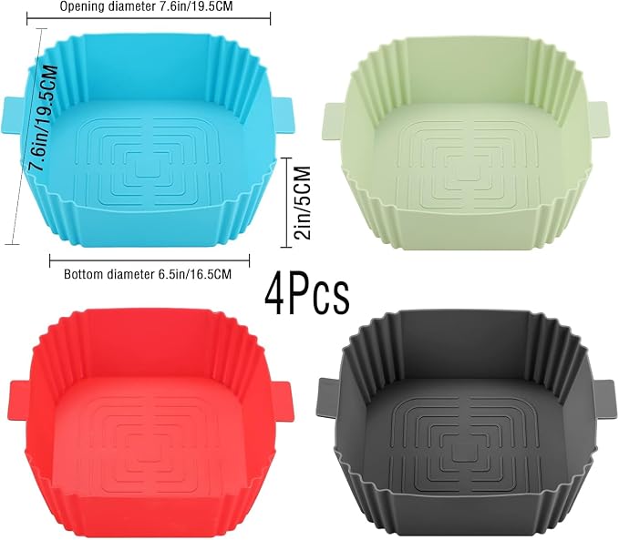 Silicone Air Fryer Liners, LYHOLKEER 4Pcs 7.6inch Square Airfryer Silicone - Image 4