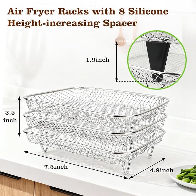 BYKITCHEN Air Fryer Rack for Ninja 8 QT DZ201/ SL201 DualZone Airfryer/Bella - Image 2