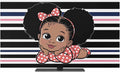 Cute Girl on Abstract Stripe Indoor TV Cover, Elastic TV Screen Protector Black by Unknown