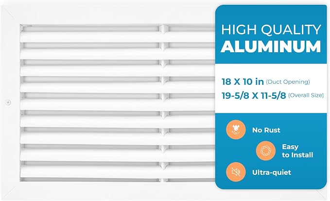 Rustproof 18x10 in Aluminum Vent Cover – Quiet Return Air Grille by Air360