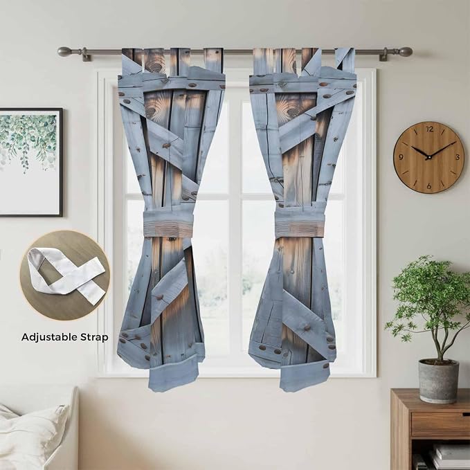Farmhouse Wood Grain Living Room Curtains 84 Inch Length, Window Curtains Tab - Image 5