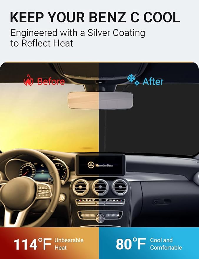 Proadsy 2026 Upgrade Front Windshield Sun Shade Foldable Sunshade Protector - Image 2