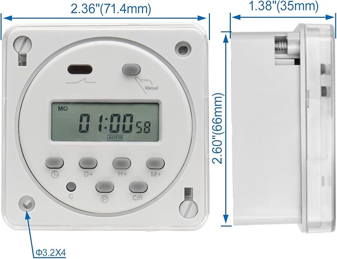 Baomain Time Switch Relay with Waterproof Cover, Digital LCD Programmable Timer - Image 5