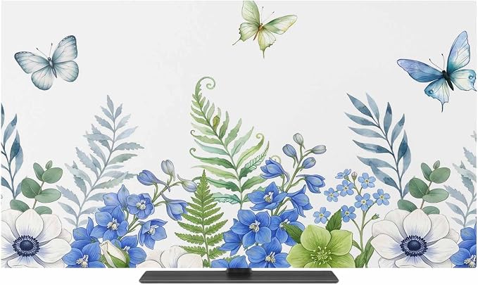 Spring Flower Leaf Butterfly Indoor TV Cover, Elastic TV Screen Protector by Unknown